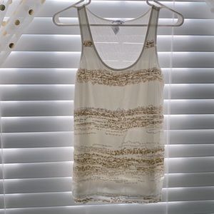 Express  Sequenced Tank Top Size Extra Small Cream Color